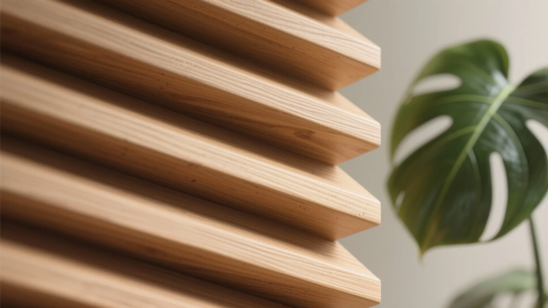 Natural Materials: Wood Slats and Greenery