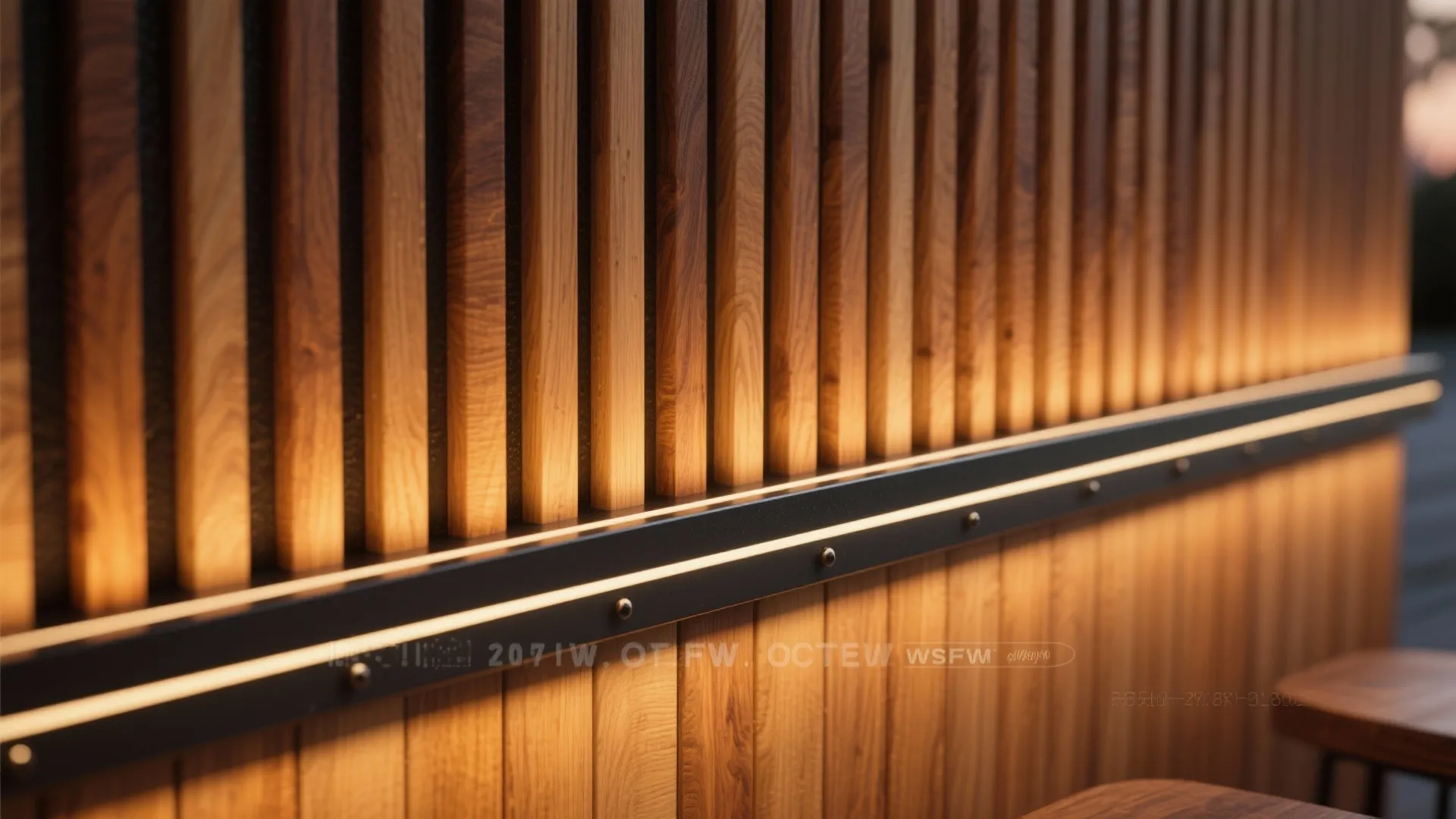 Warm Wood Slat Bar With Integrated Lighting