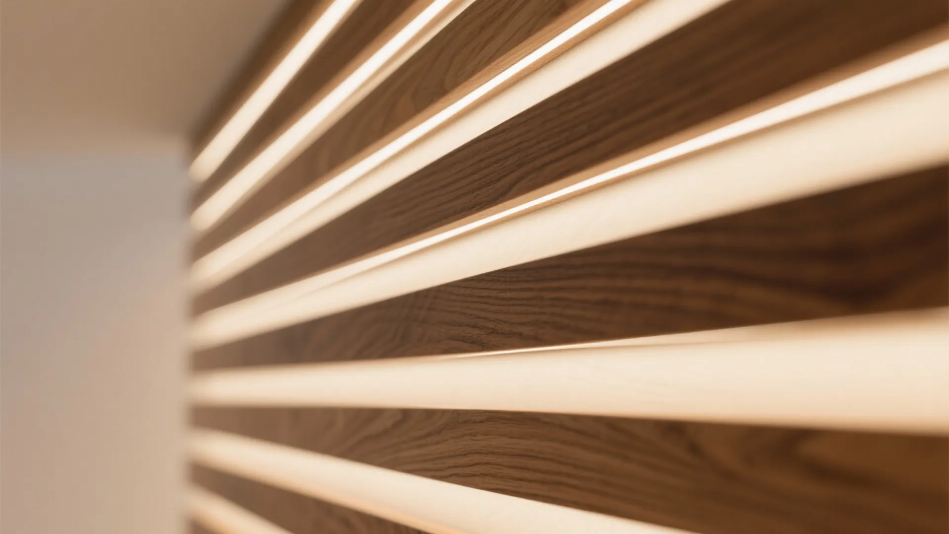 Slatted wood panels with integrated LED