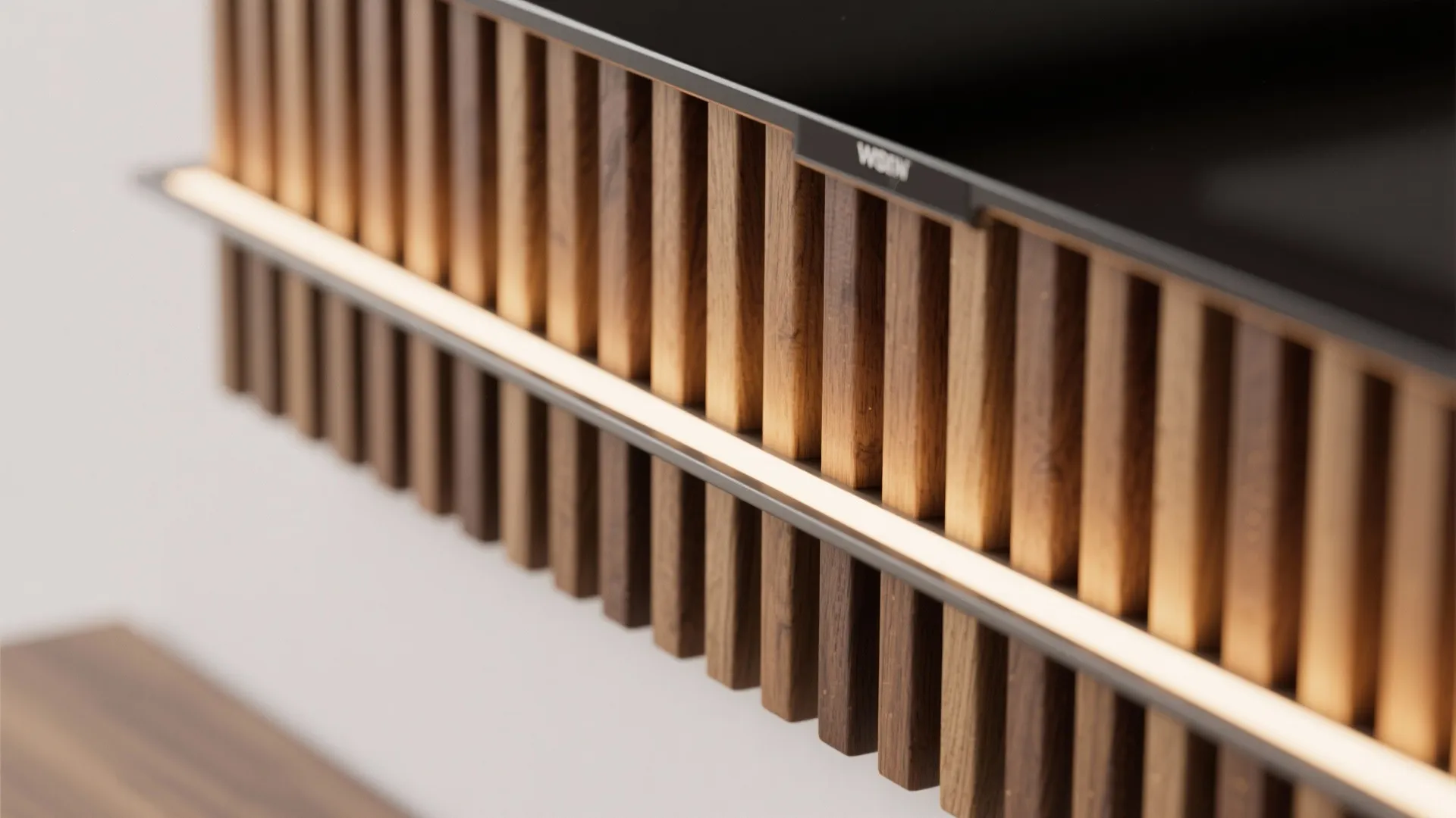 3) Slatted Wood Panels With Backlighting