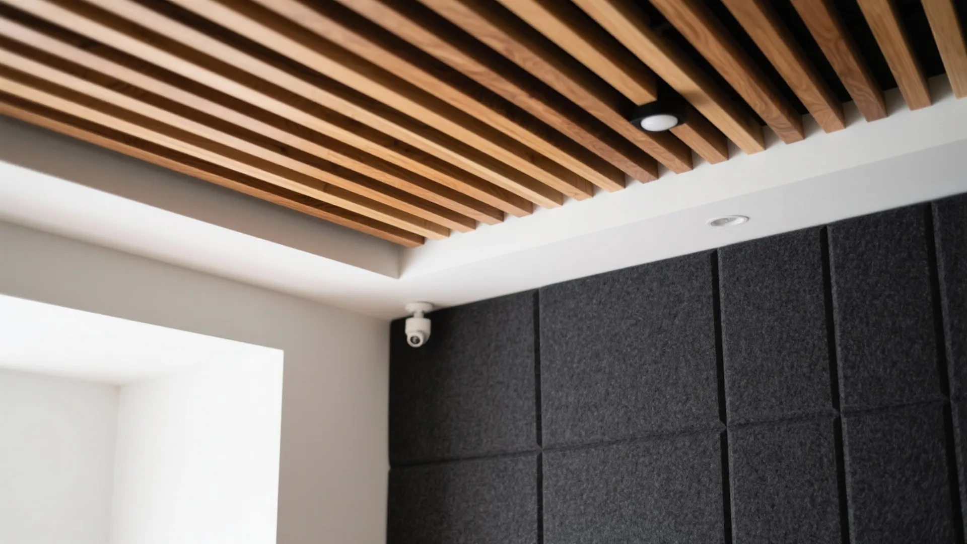 Acoustic Panels and Warm Wood Slats