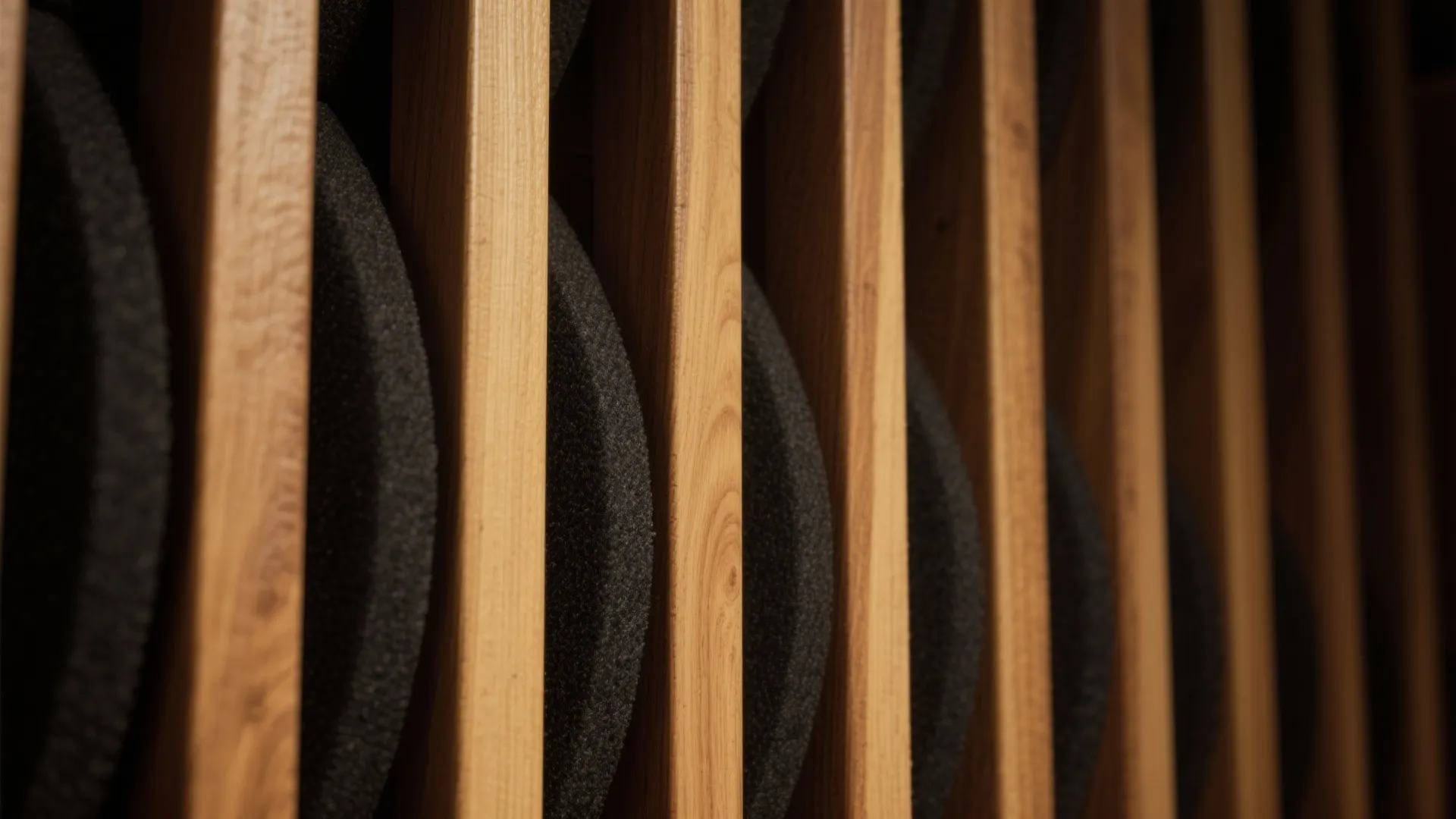 3) Warm Wood Slats and Acoustic Panels