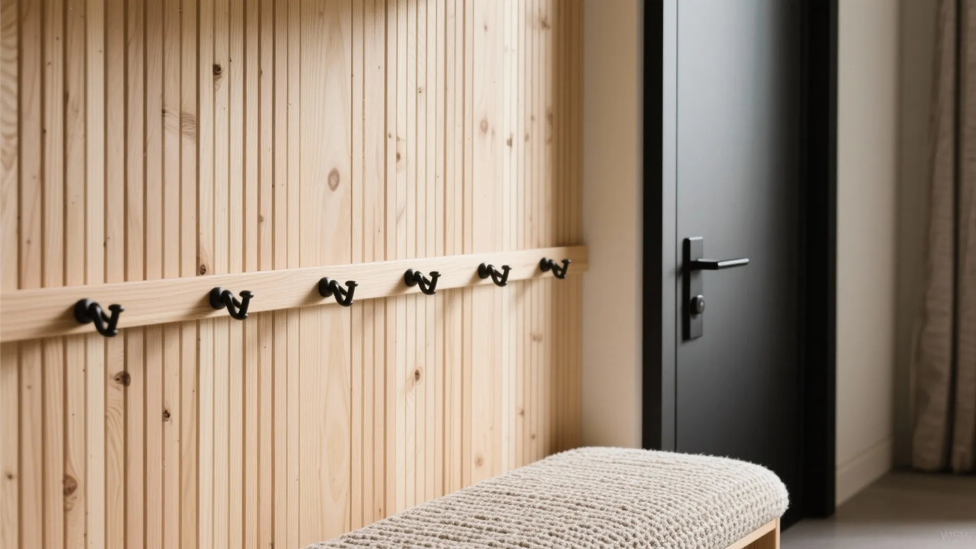 4) Warm Wood Slats and Soft Textures