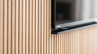 Wood Slat Wall with Floating TV Mount