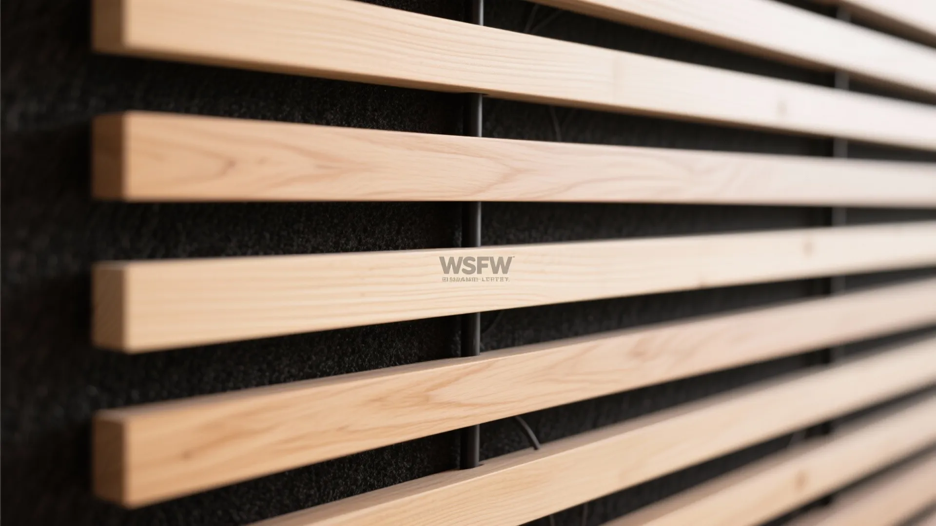 Slim wood slat ceiling for warmth and acoustics