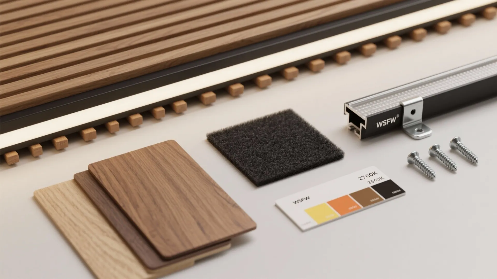 Acoustic Wood Slat Ceiling with Linear LEDs