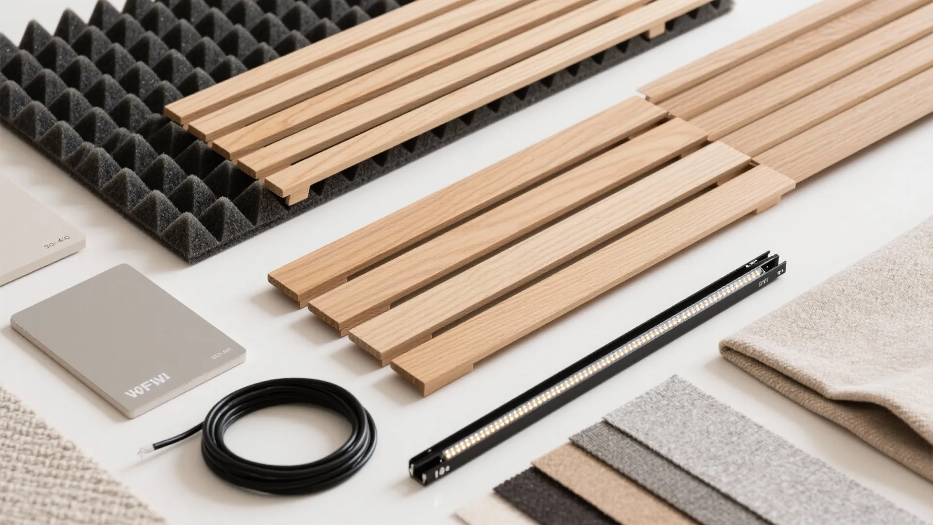 Slatted wood paneling with acoustic core