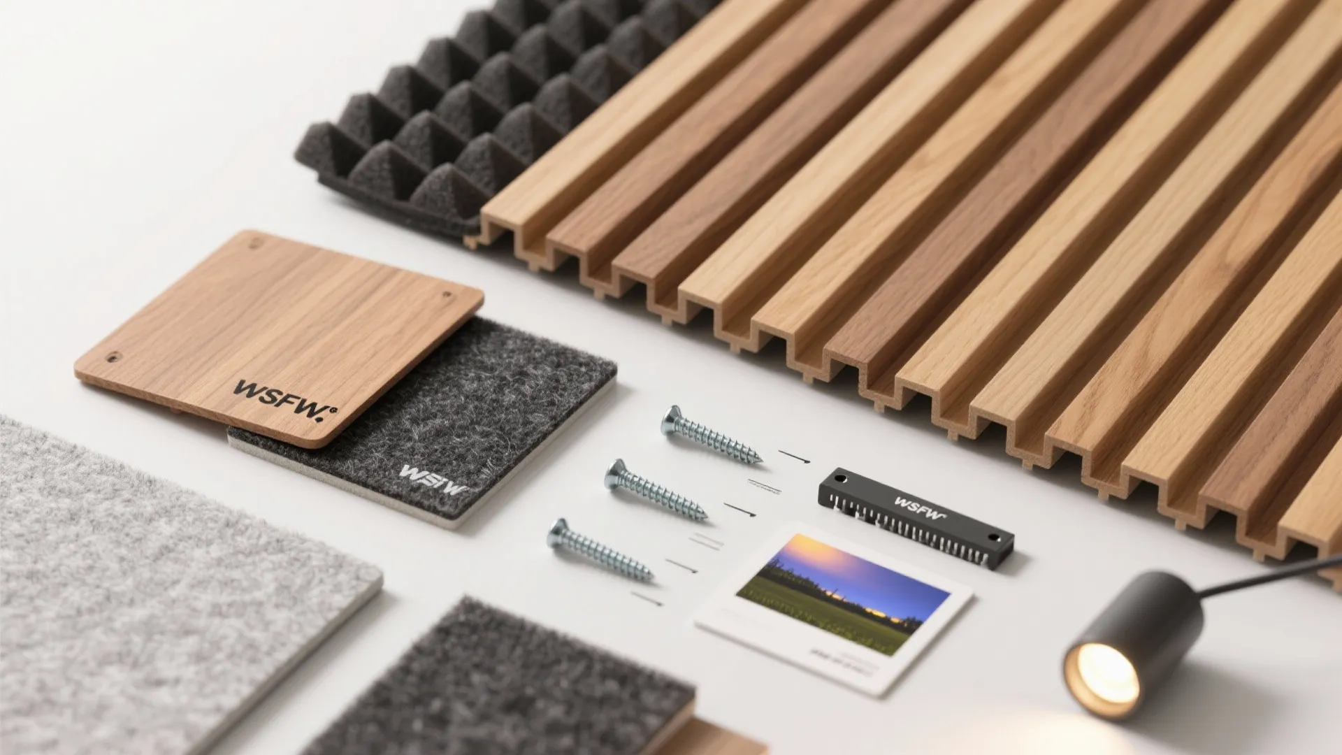 5) Wood Slat Graphics with Acoustic Benefits