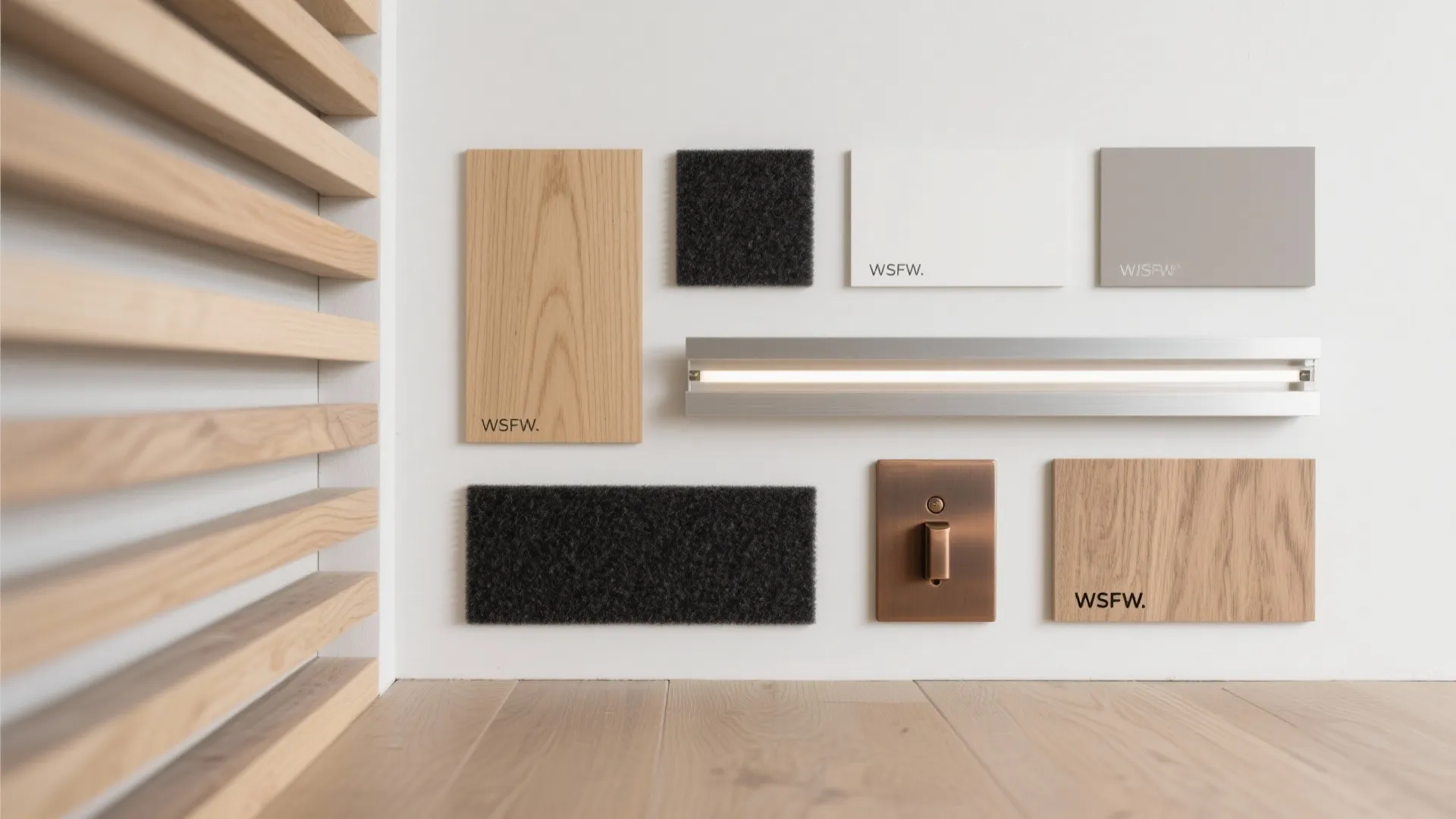 3) Wood Slat Panels with Integrated Linears