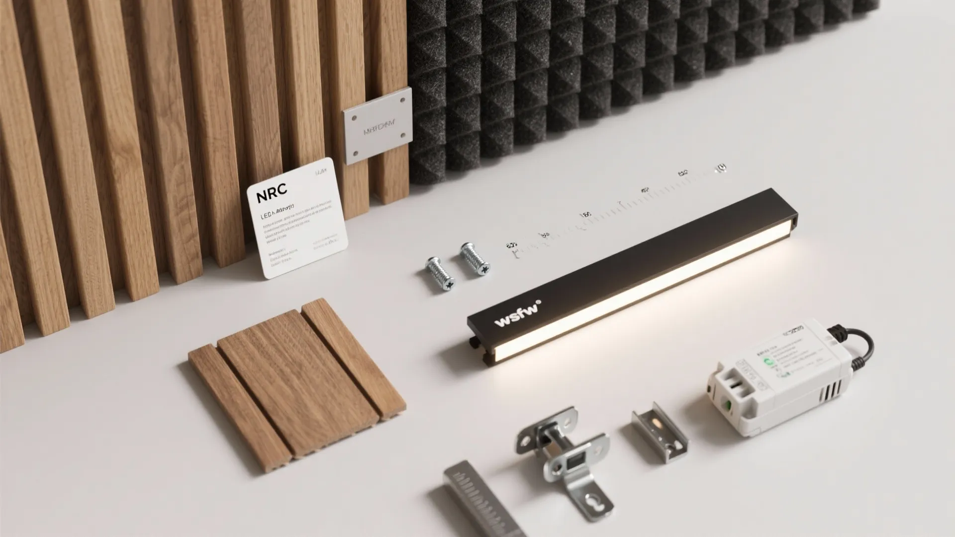 Wood Slats and Acoustic Panels with Accent Wash