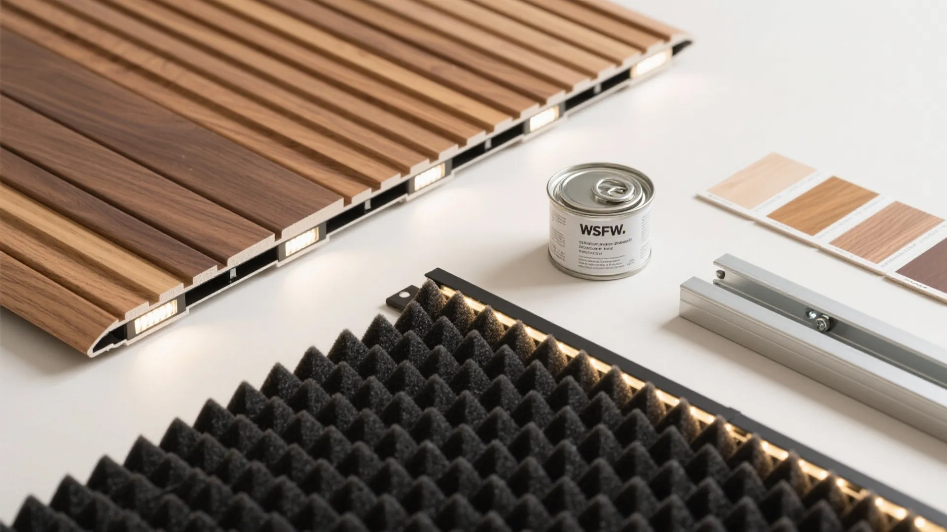 Wood Slat Ceiling with Acoustic Absorption