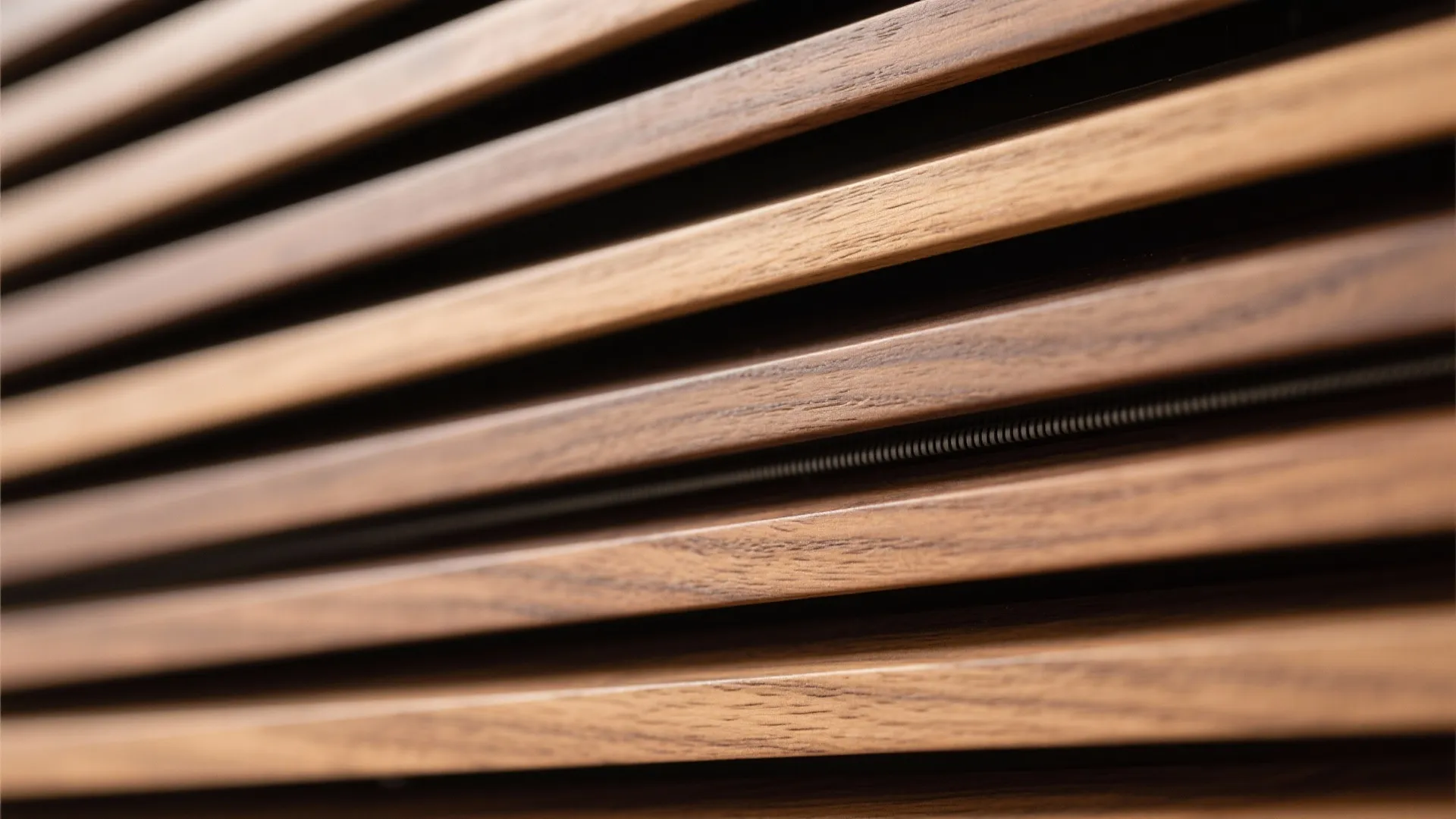 Warm wood slat backdrop with concealed wiring