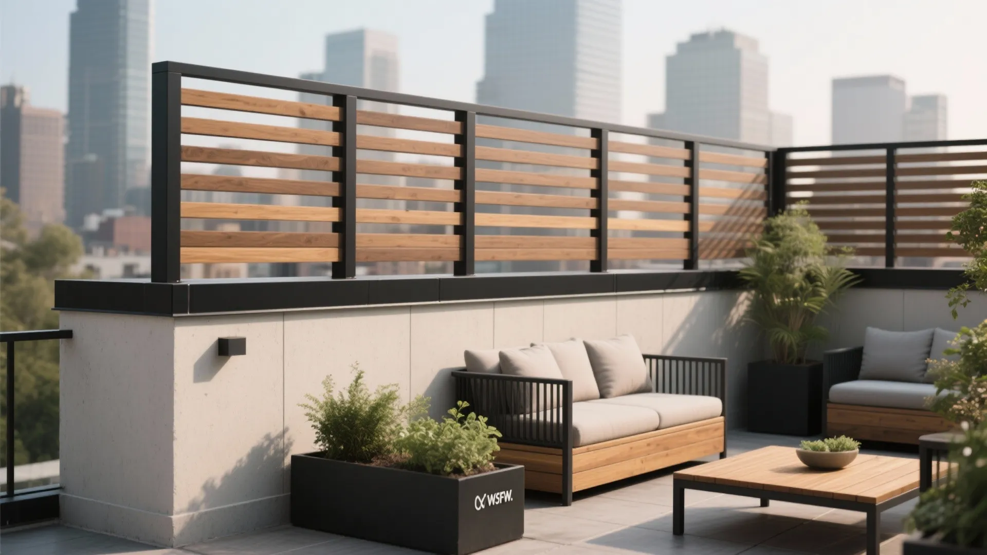 Solid Wall + Slatted Rail Privacy Combo