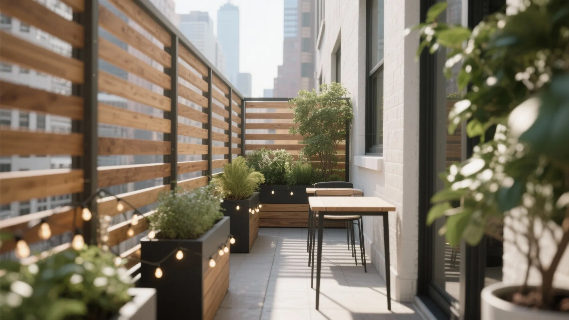 Slatted wood privacy that breathes