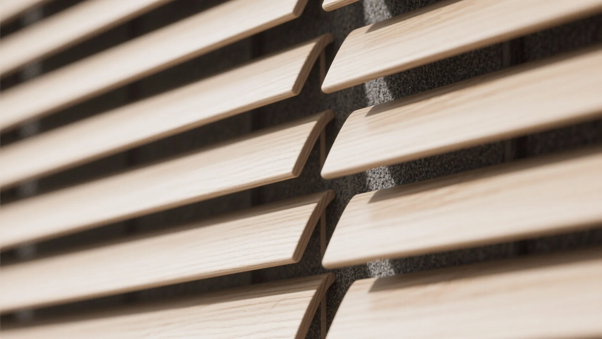 Wood-look PVC slats for warmth and acoustics