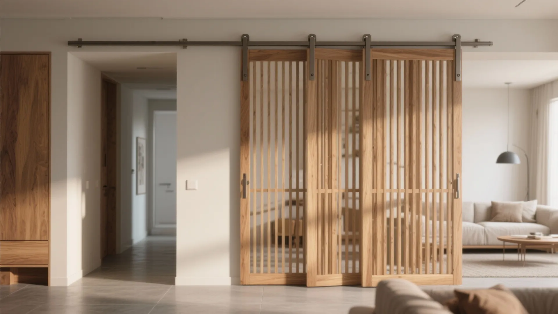 Sliding Wood Slat Screen for Flexible Privacy