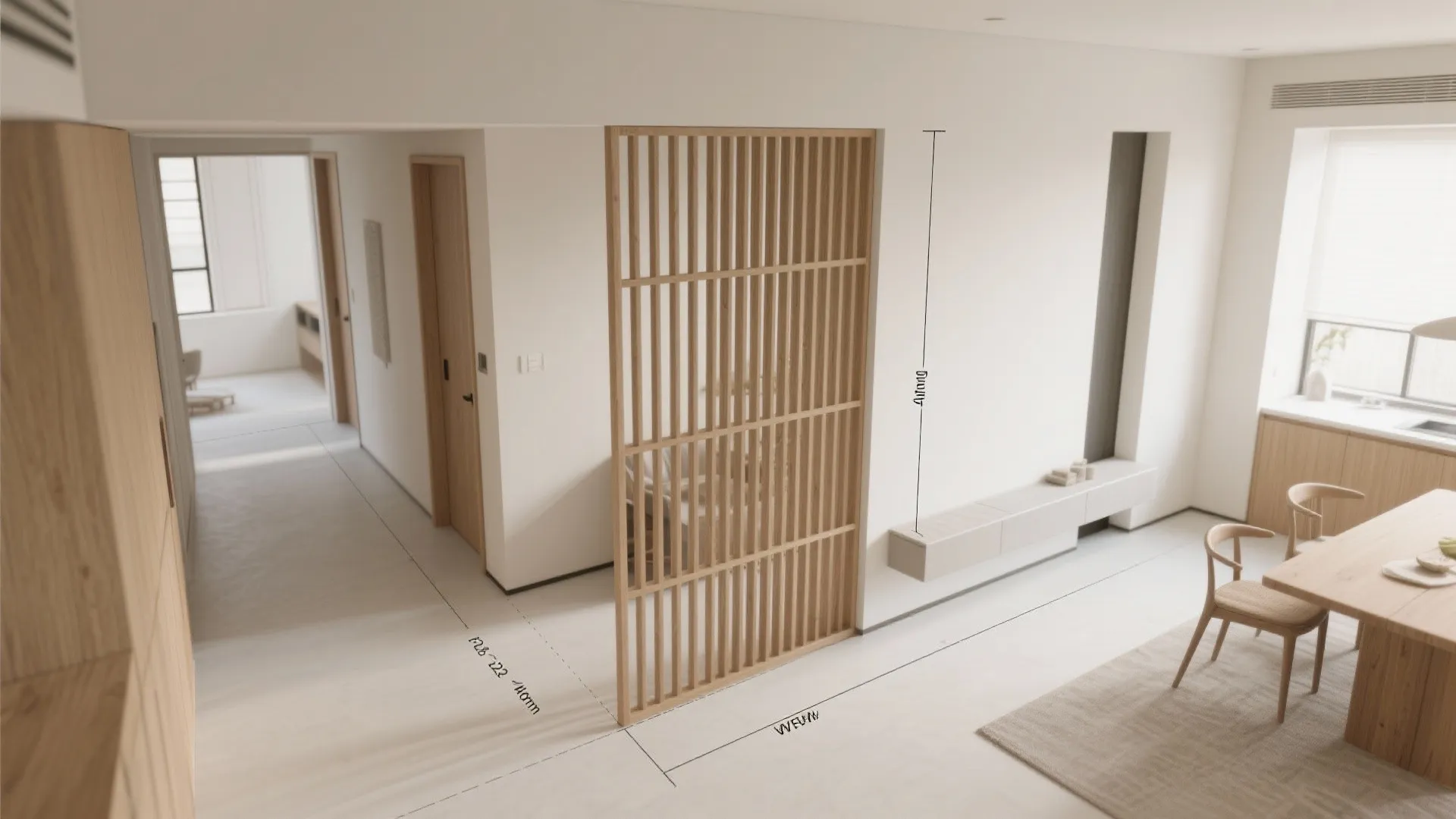 Slatted Wood Screens for Warm Zoning