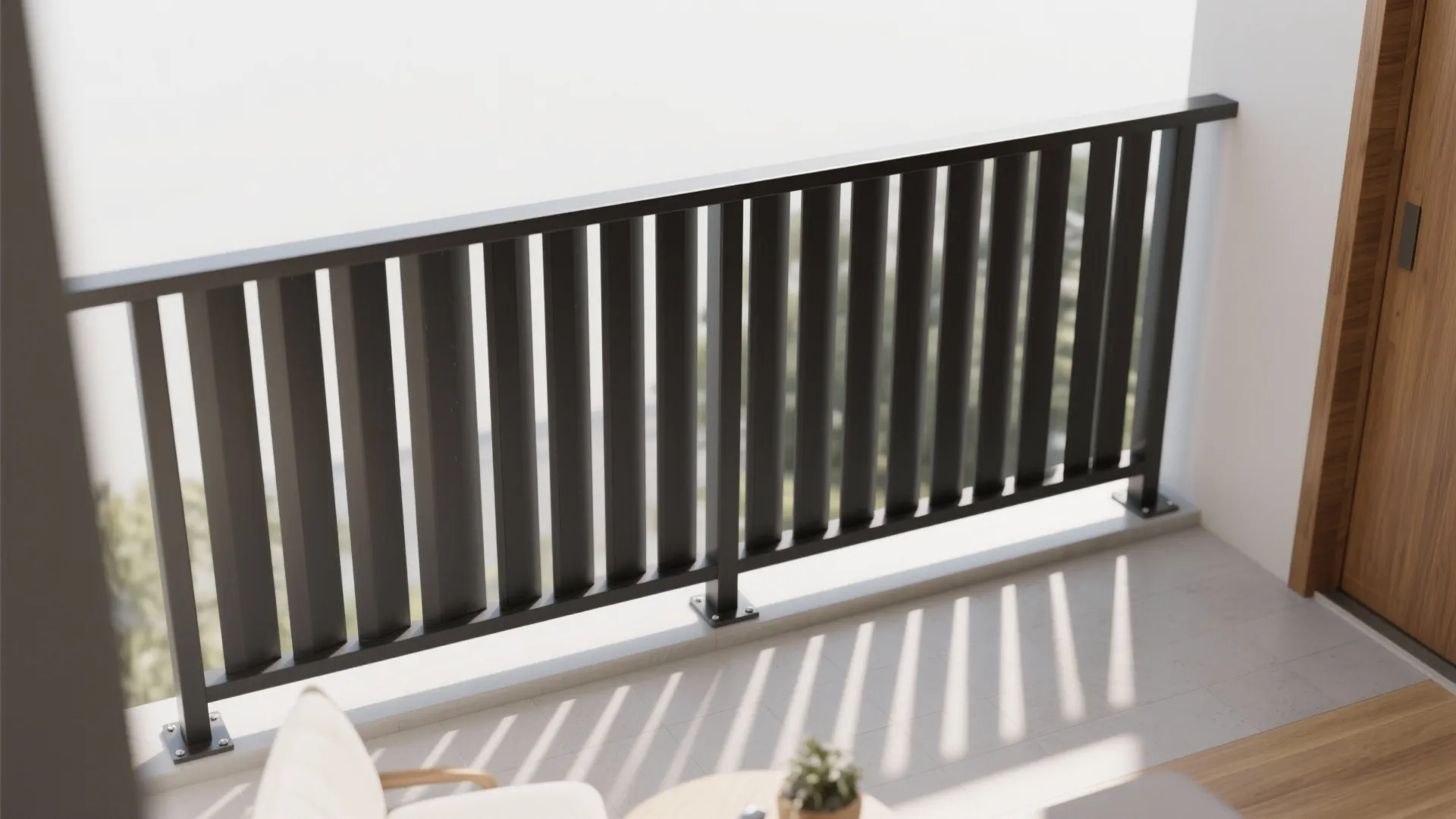 Vertical slat rhythm for safety and shade