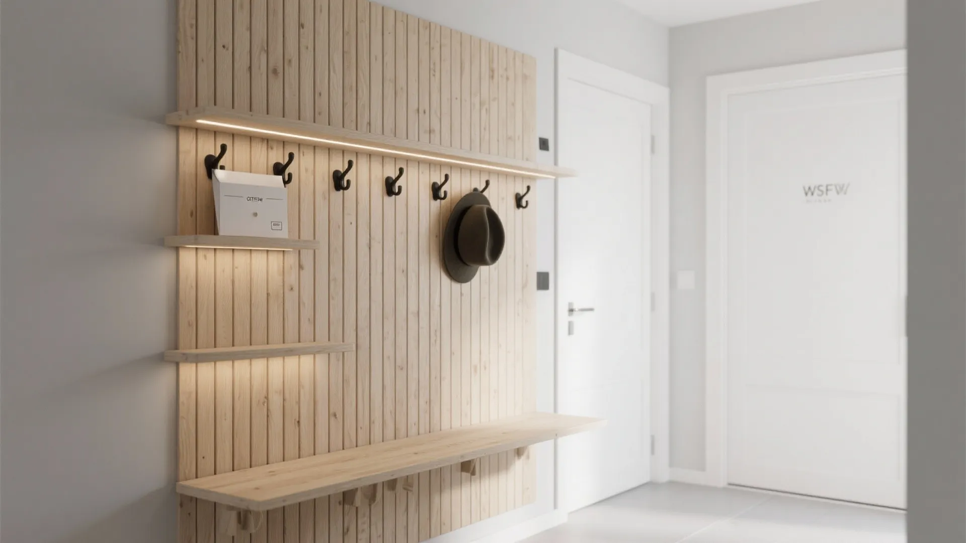 Minimalist Plywood Slat Wall Storage