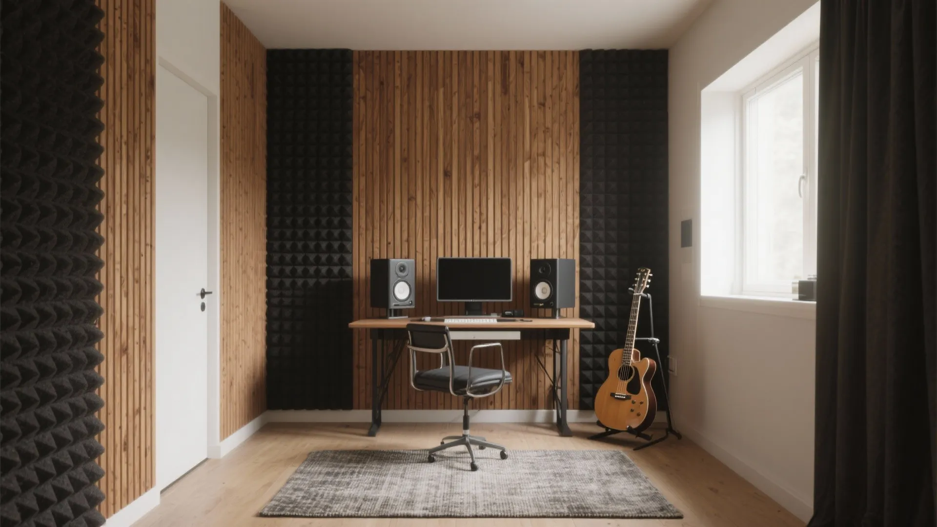 Acoustic Slat Wall with Warm Wood