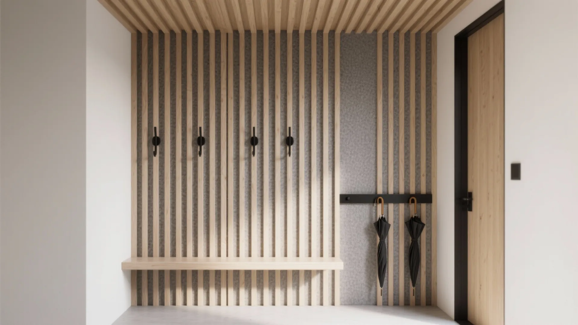 Minimal Slat Wall with Hidden Hooks
