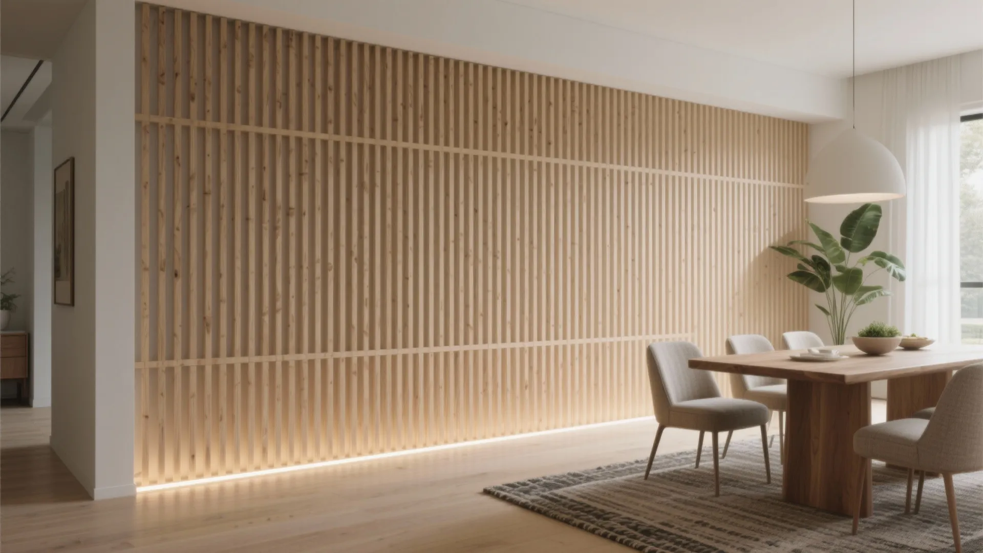 Slim Slatted Wood Screen