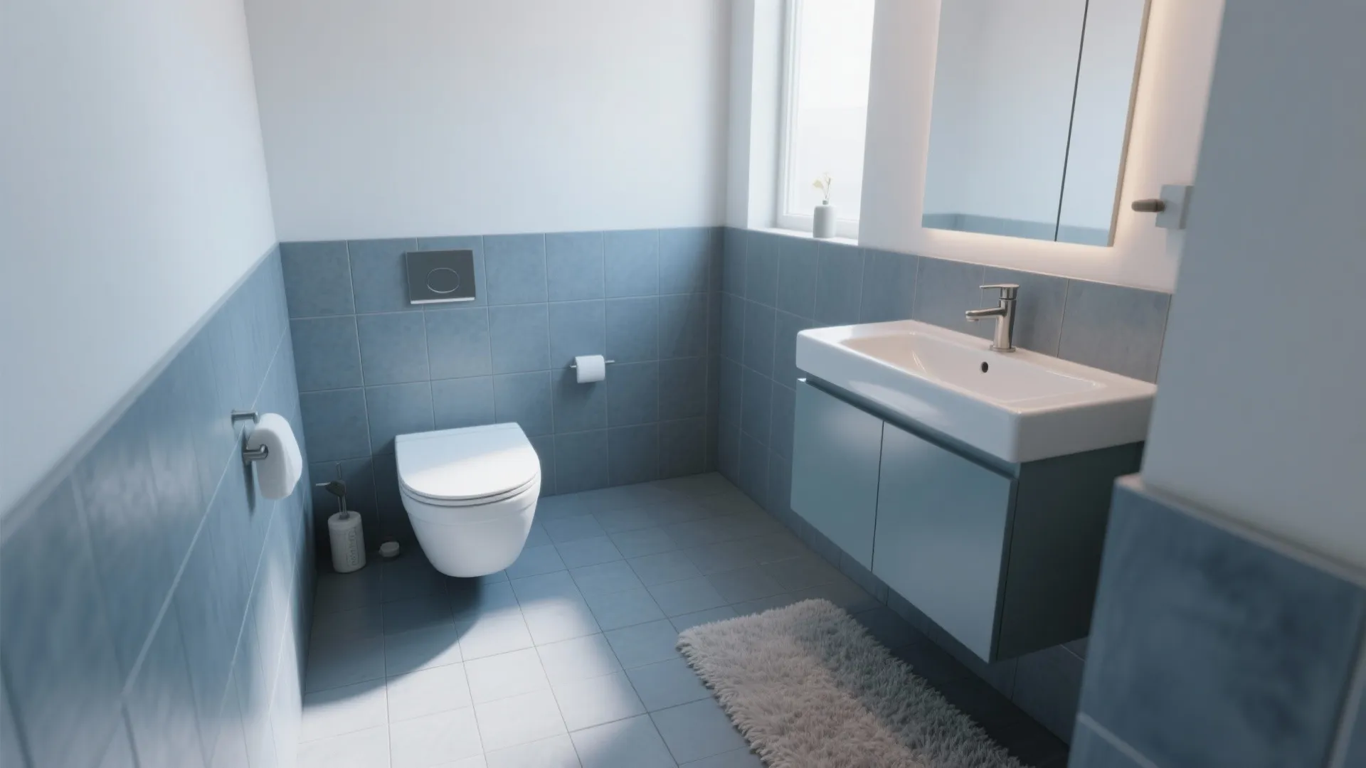 2. Matte Slate Blue Large-Format Tiles