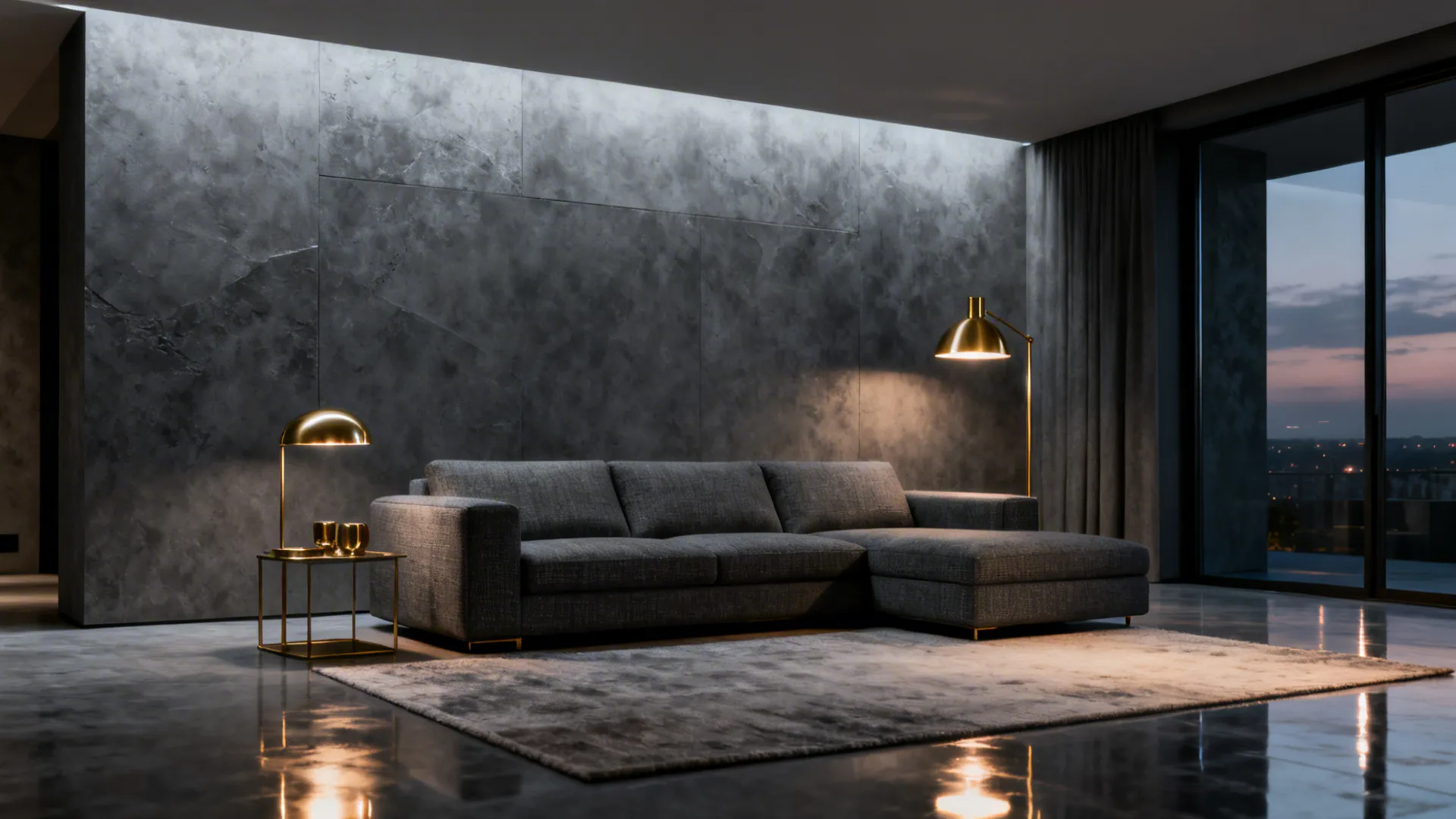 2. Cool Slate Grey + Brass Accents