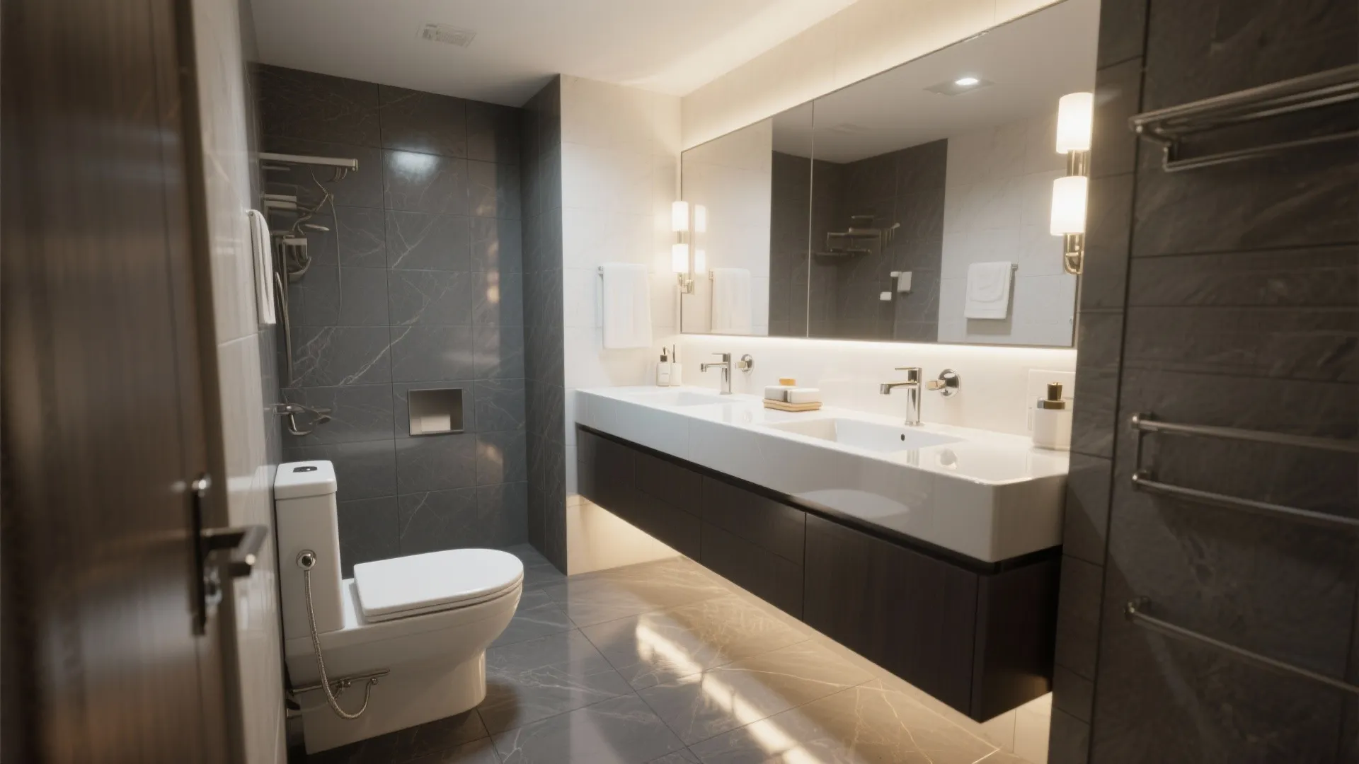 2. High-Contrast Slate and Glossy White