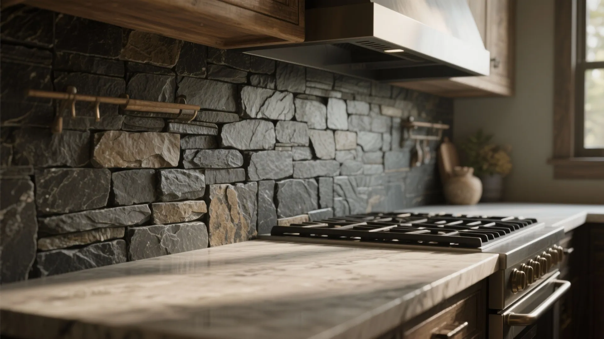 4. Textured Slate or Stone Ledger Panels