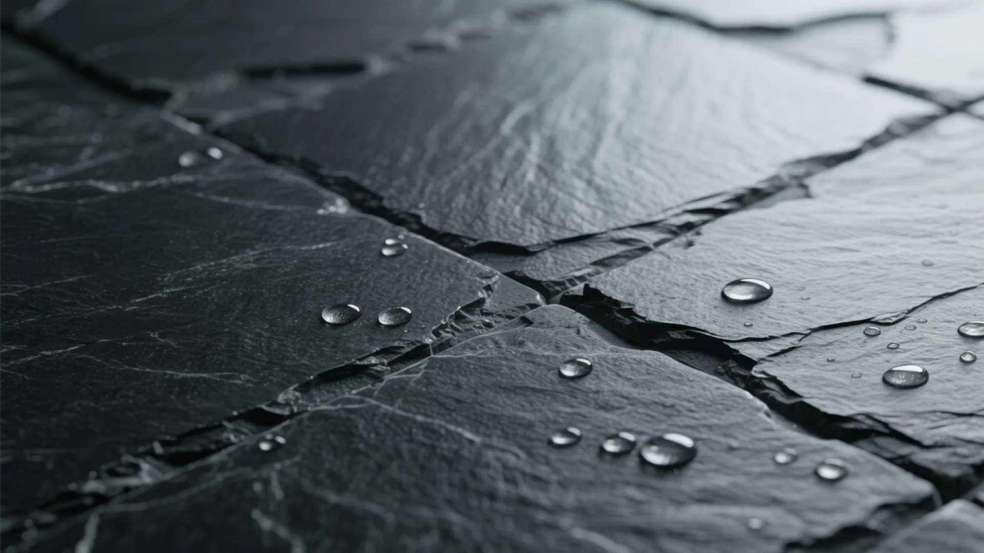 Textured Slate-Look Black Tiles