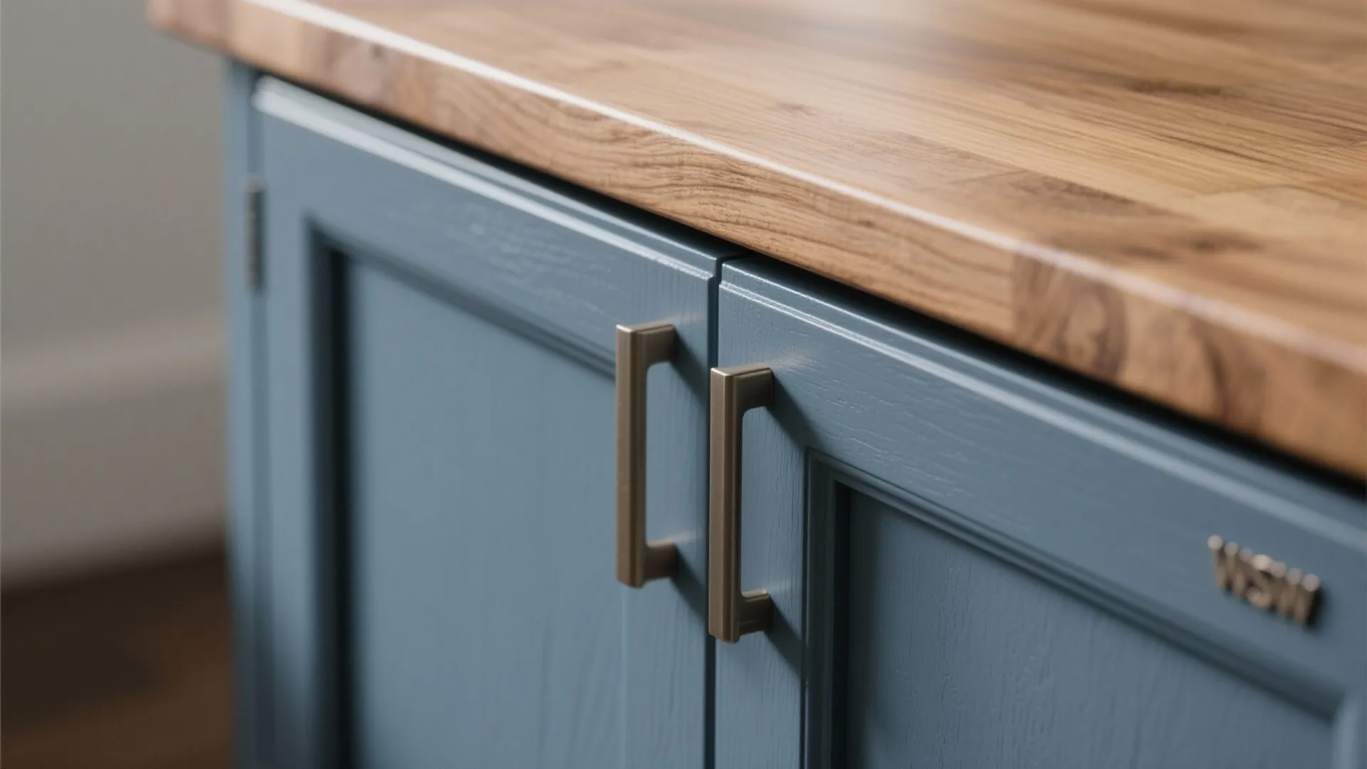 1. Pair slate blue with warm wood