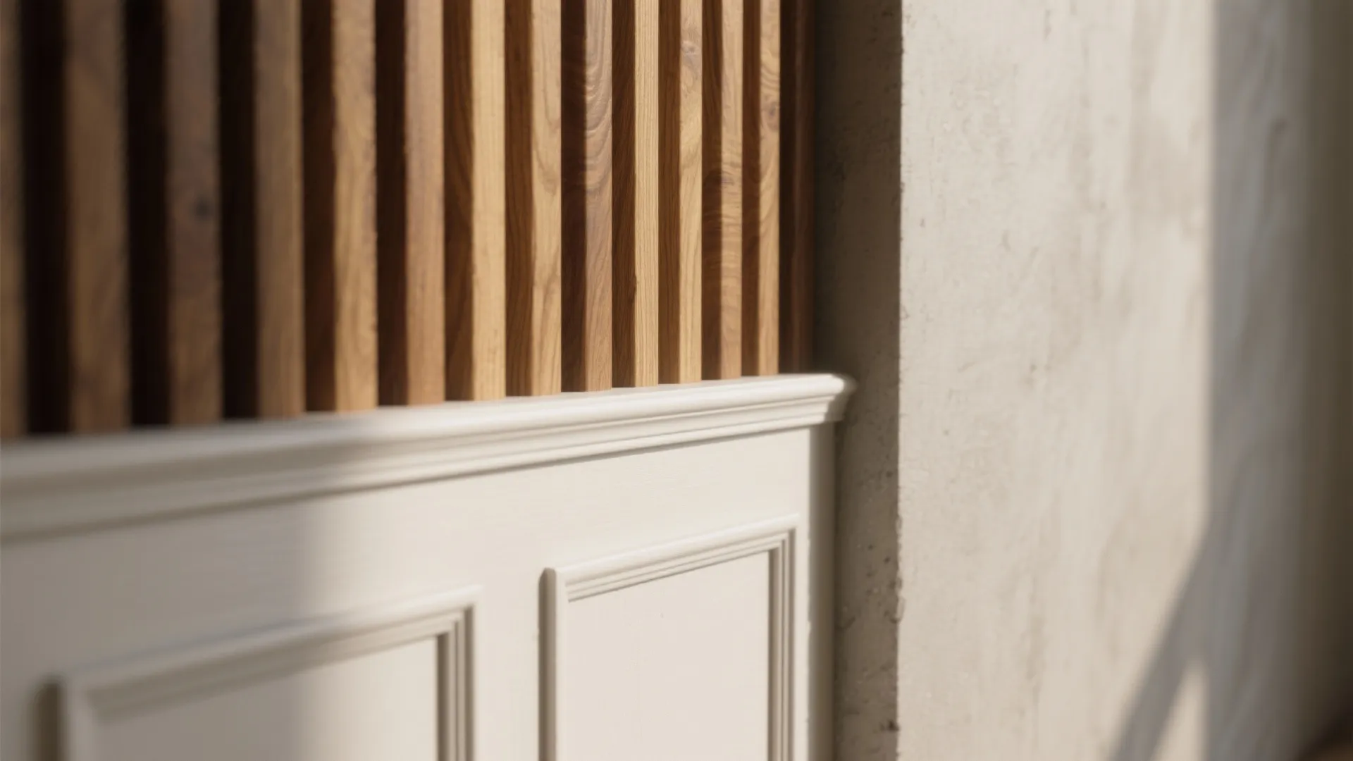 4) Textured Treatments: Wood Slats, Wainscoting, or Microcement