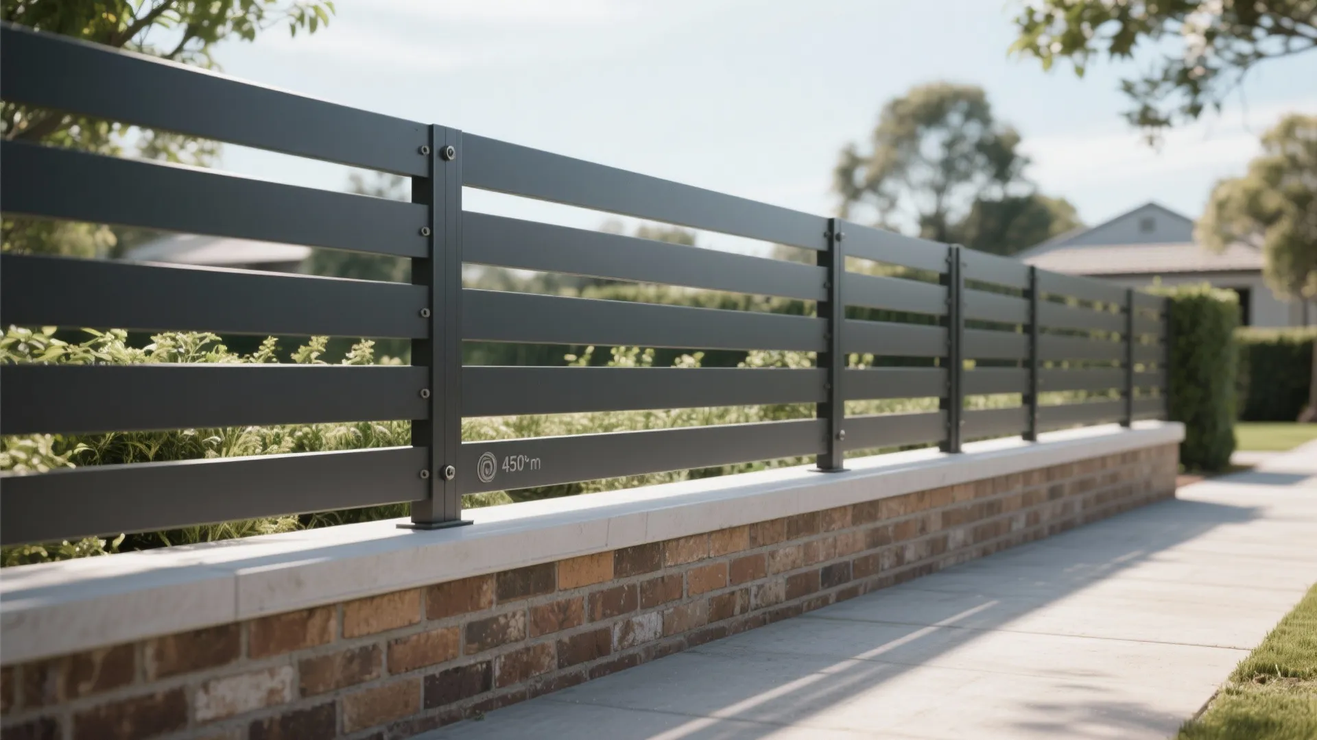 Slatted steel with a masonry base for calm rhythm