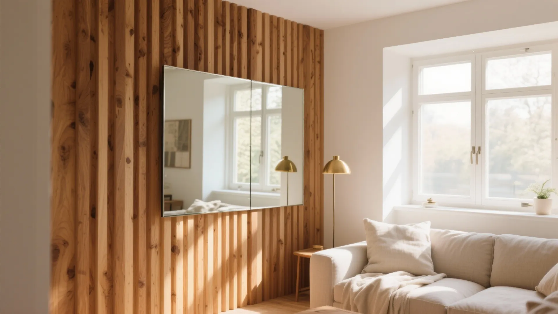 Sun-Soaked Texture: Wood Slats, Mirrors, and Warm Whites