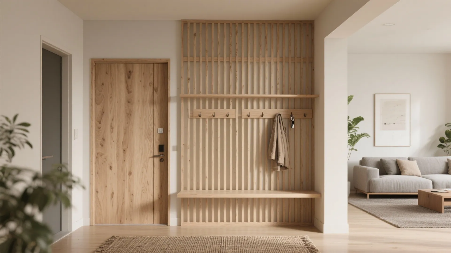 Slatted Wood Dividers with Hidden Storage