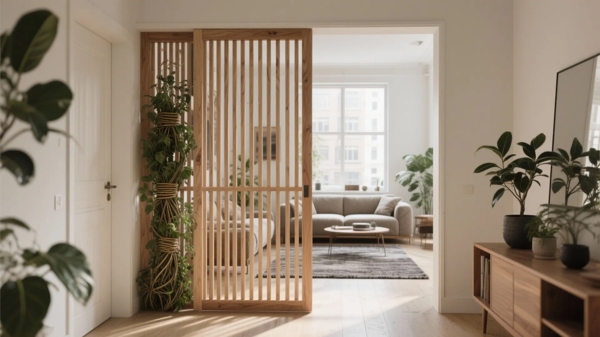 Minimalist Slatted Wood Divider