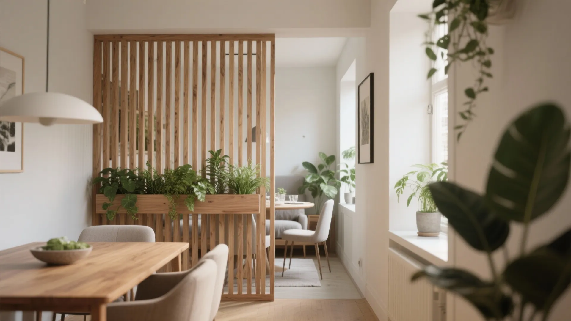 Slatted Wood Screen + Greenery