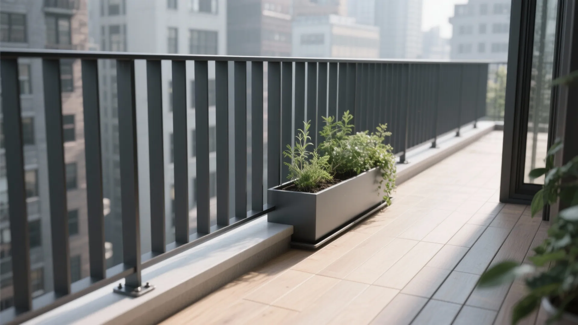1) Slim Slatted Steel Grill + Drop-In Planter Ledge