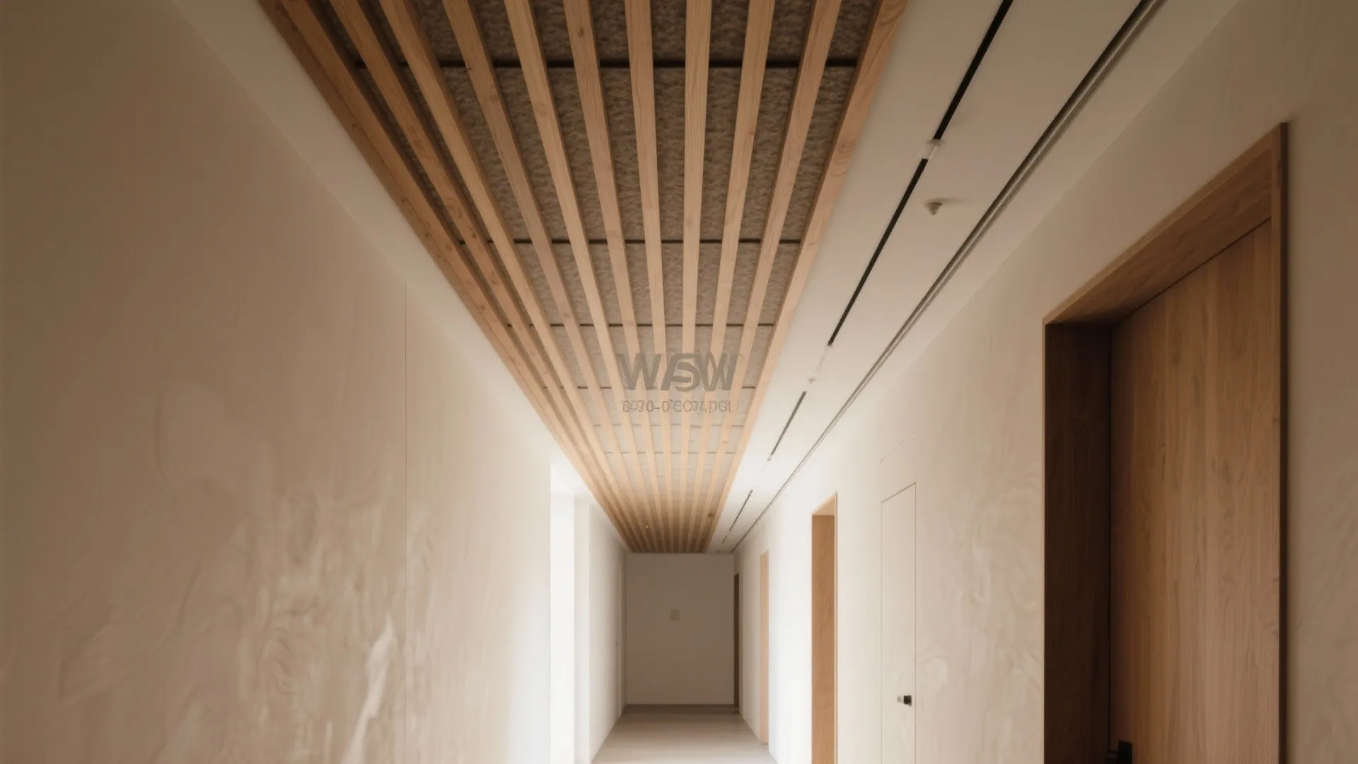 Textured gypsum or slatted ceilings to add character