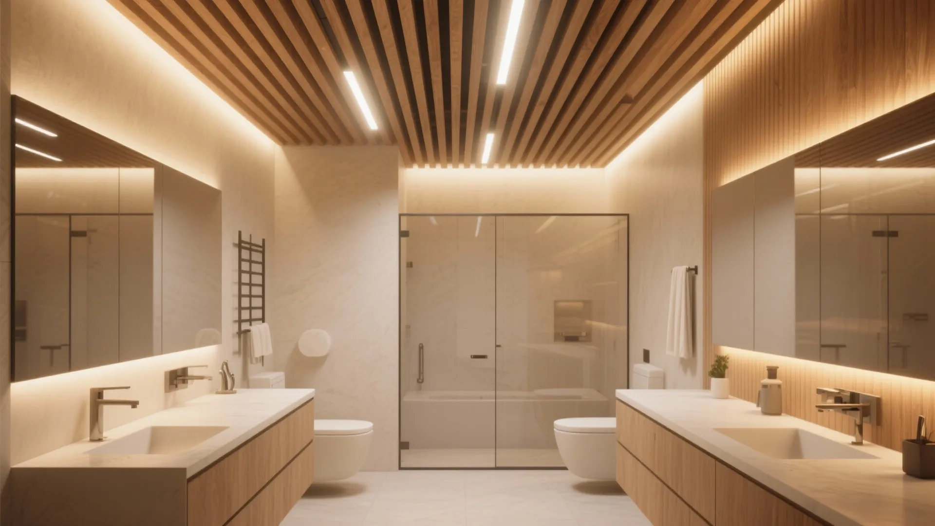 5. Slatted Wood with Hidden Lighting