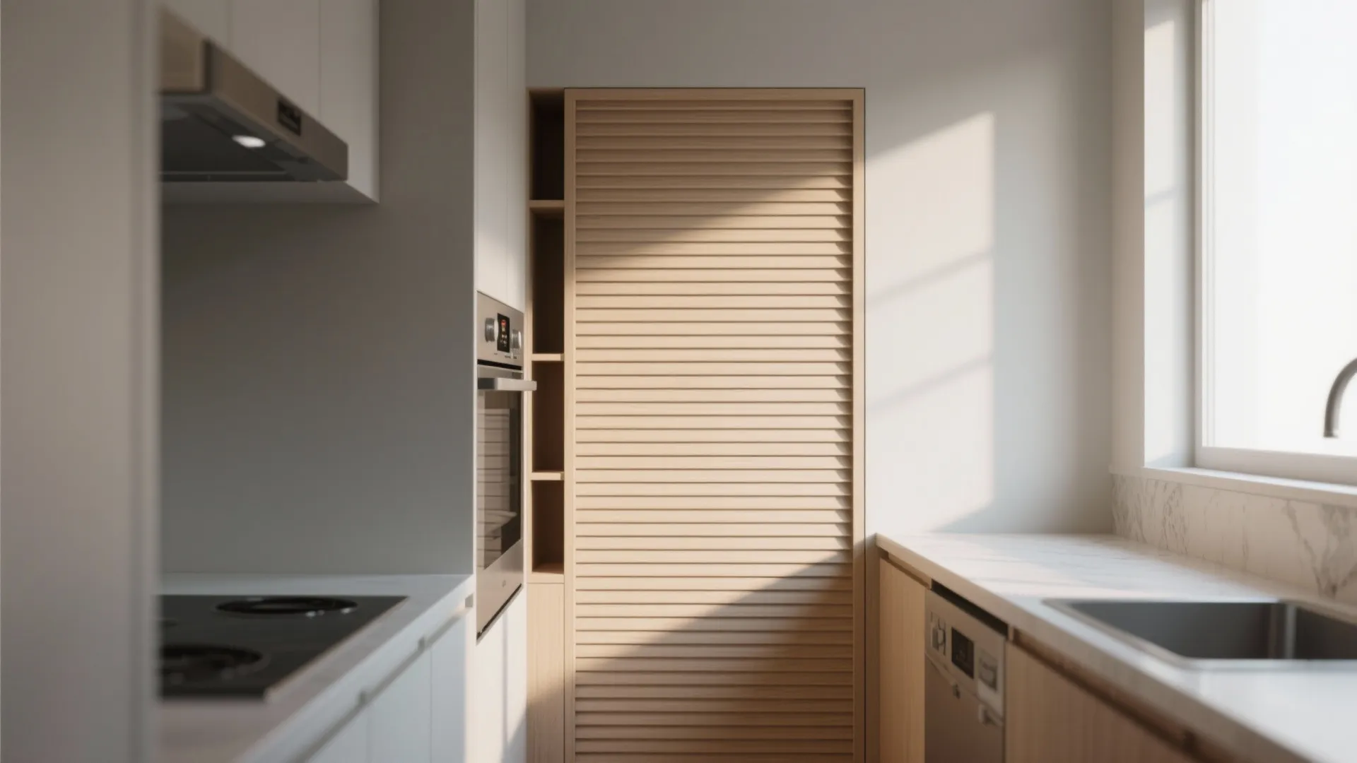 4. Slatted MDF doors for ventilation and texture