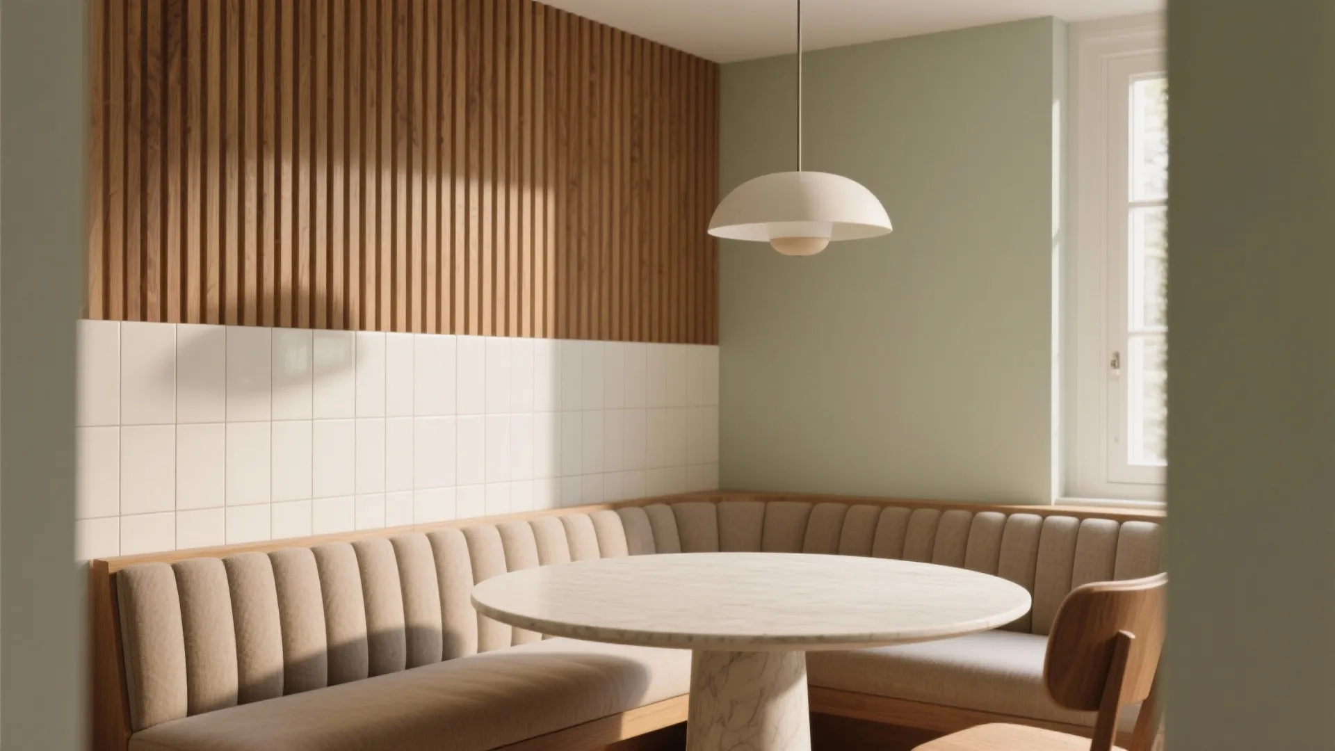 Slatted-look and acoustic-inspired wood tiles for cozy nooks