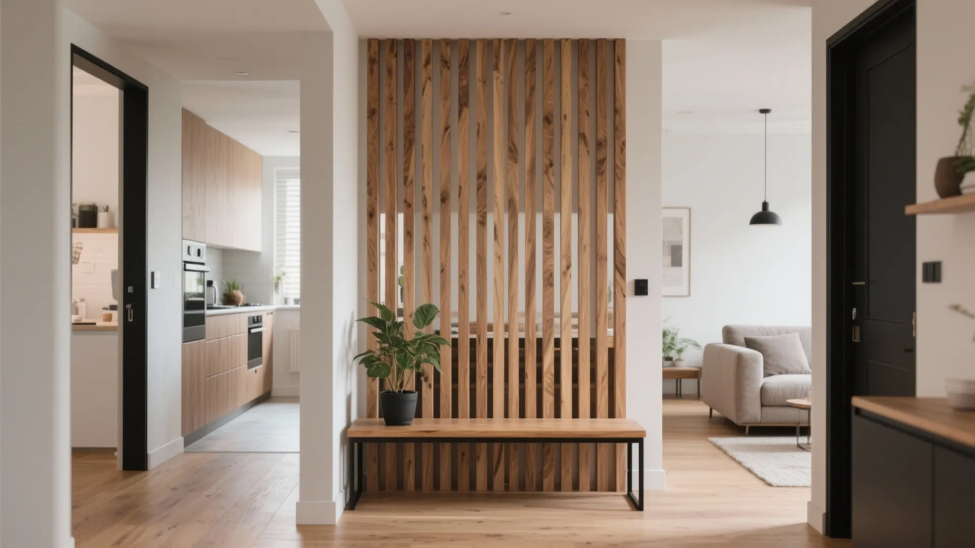 Slatted oak screens for light and airflow