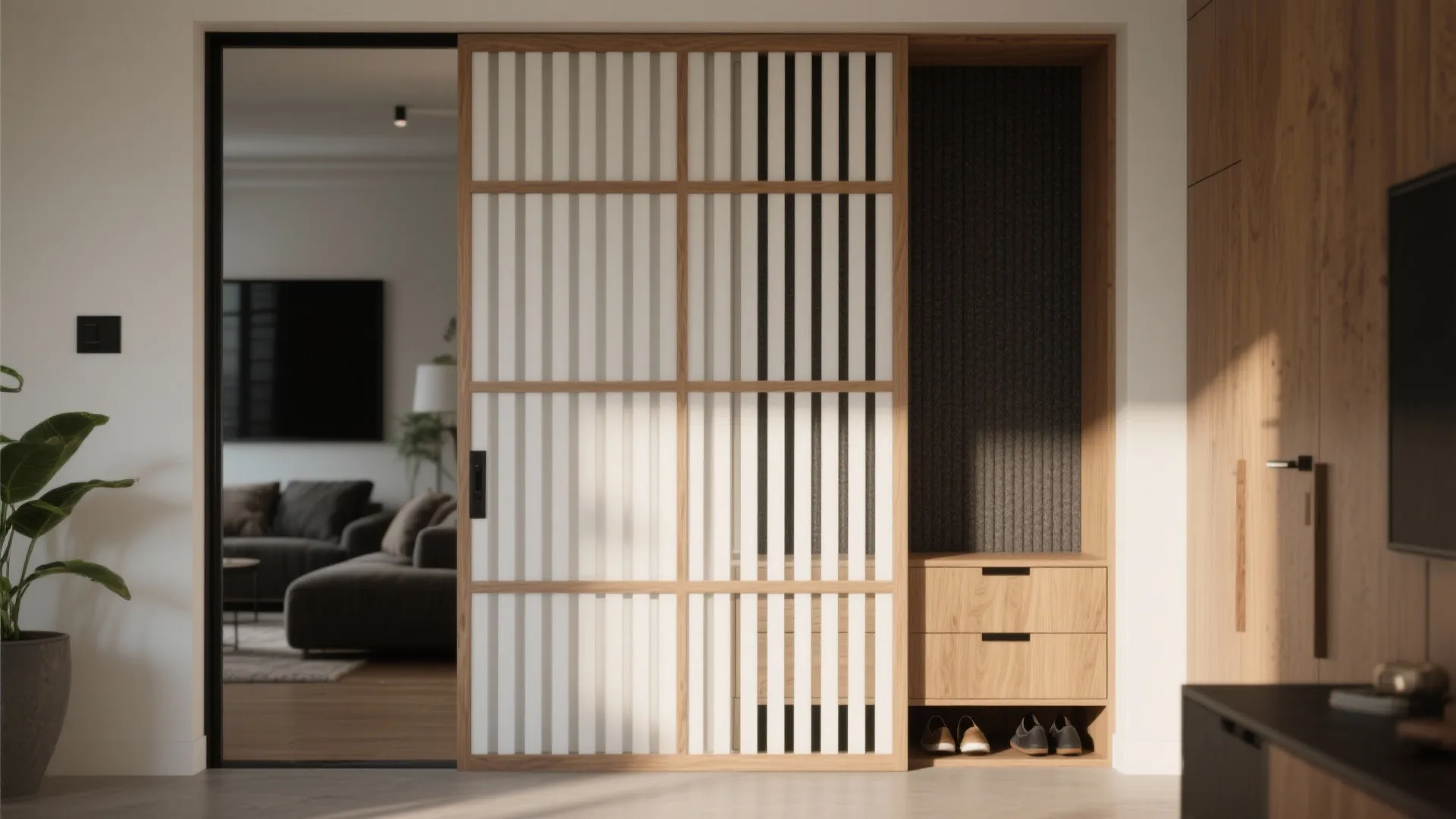 Slatted Wood Screens with Texture and Warmth