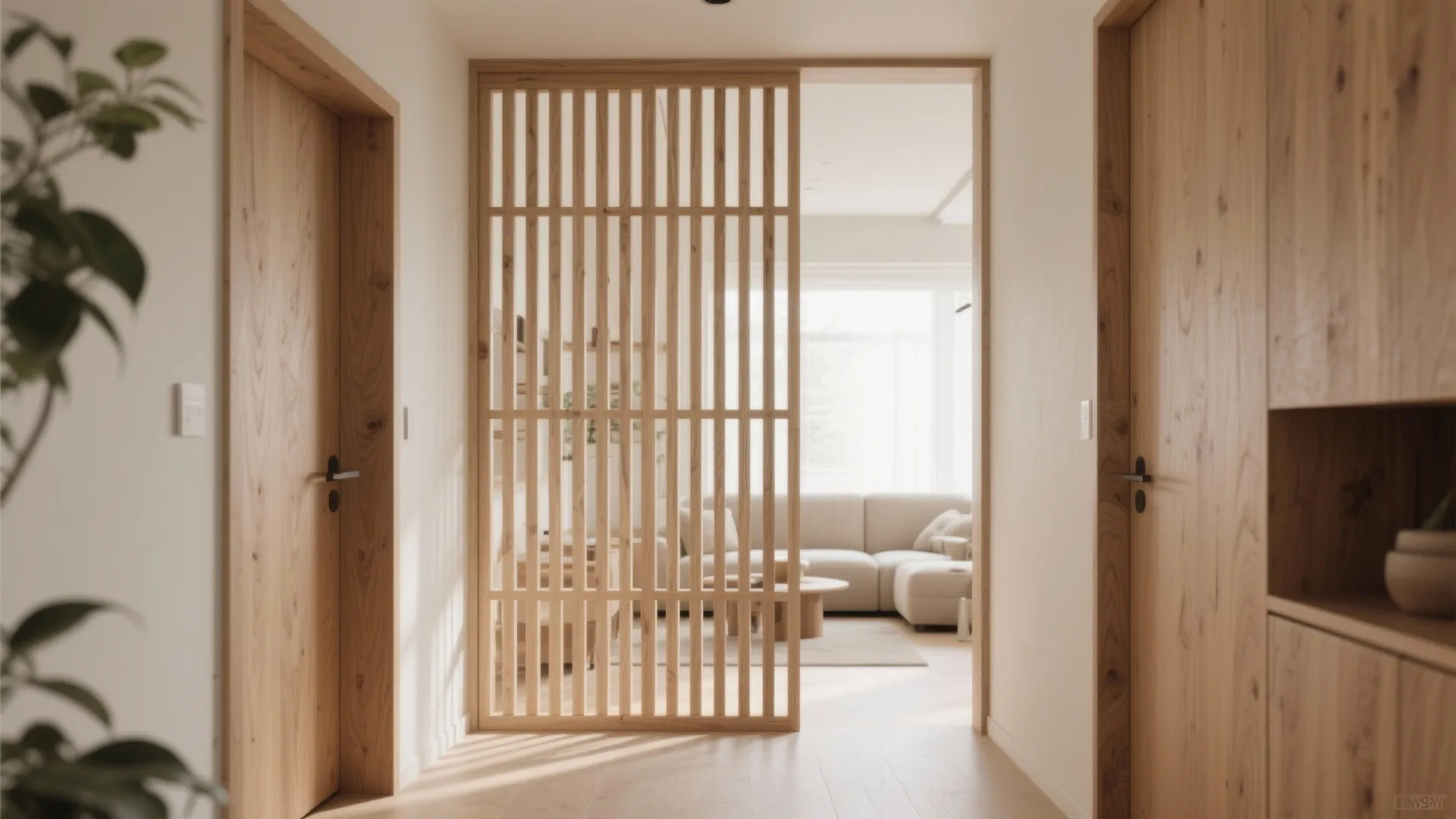 1) Slatted Oak Screen for Light and Privacy