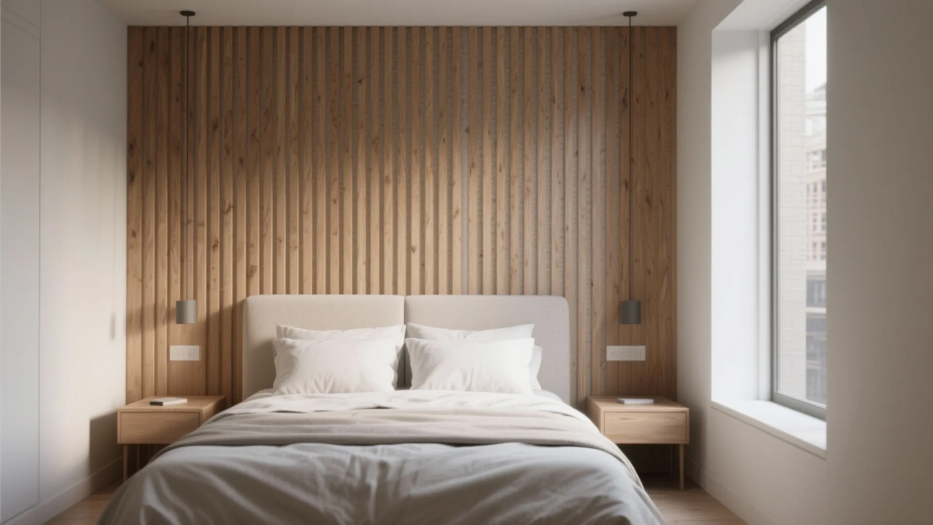 Minimalist Slatted Wood Accent Wall
