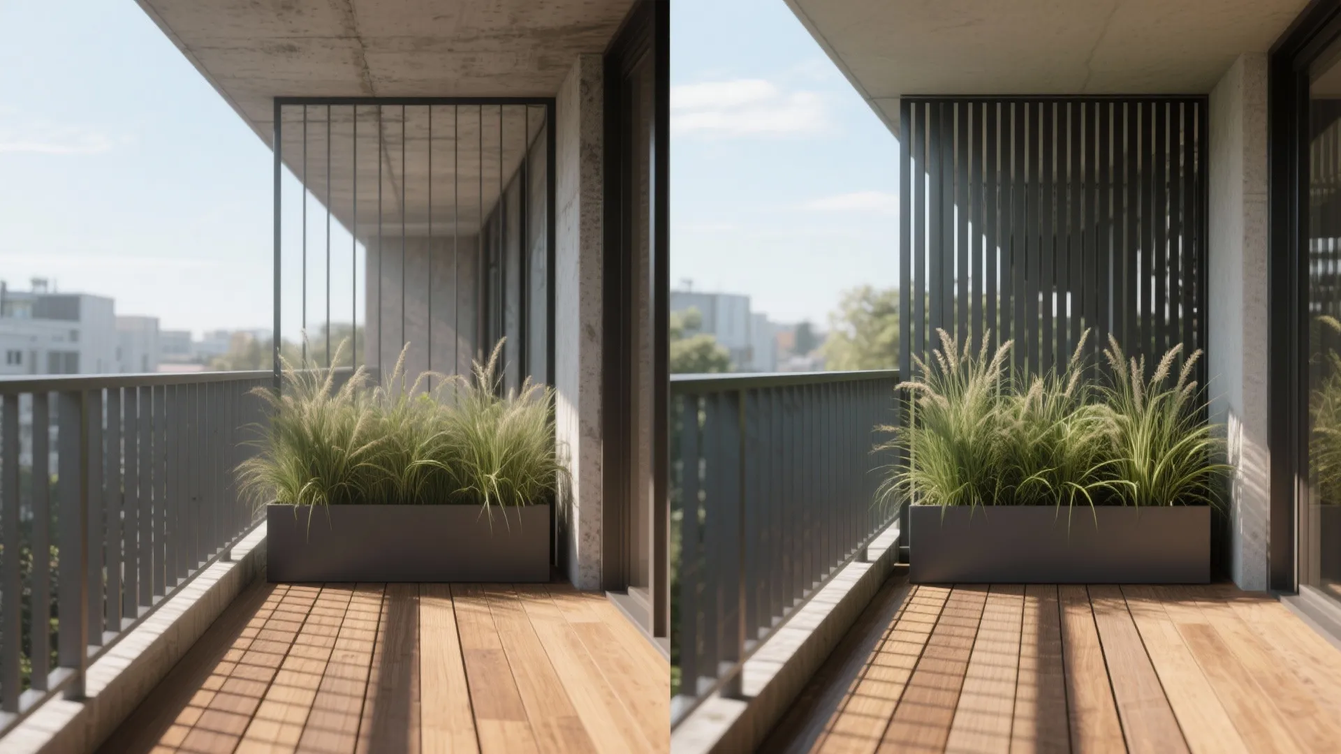 Privacy with Style: Slatted Screens + Planter Dividers