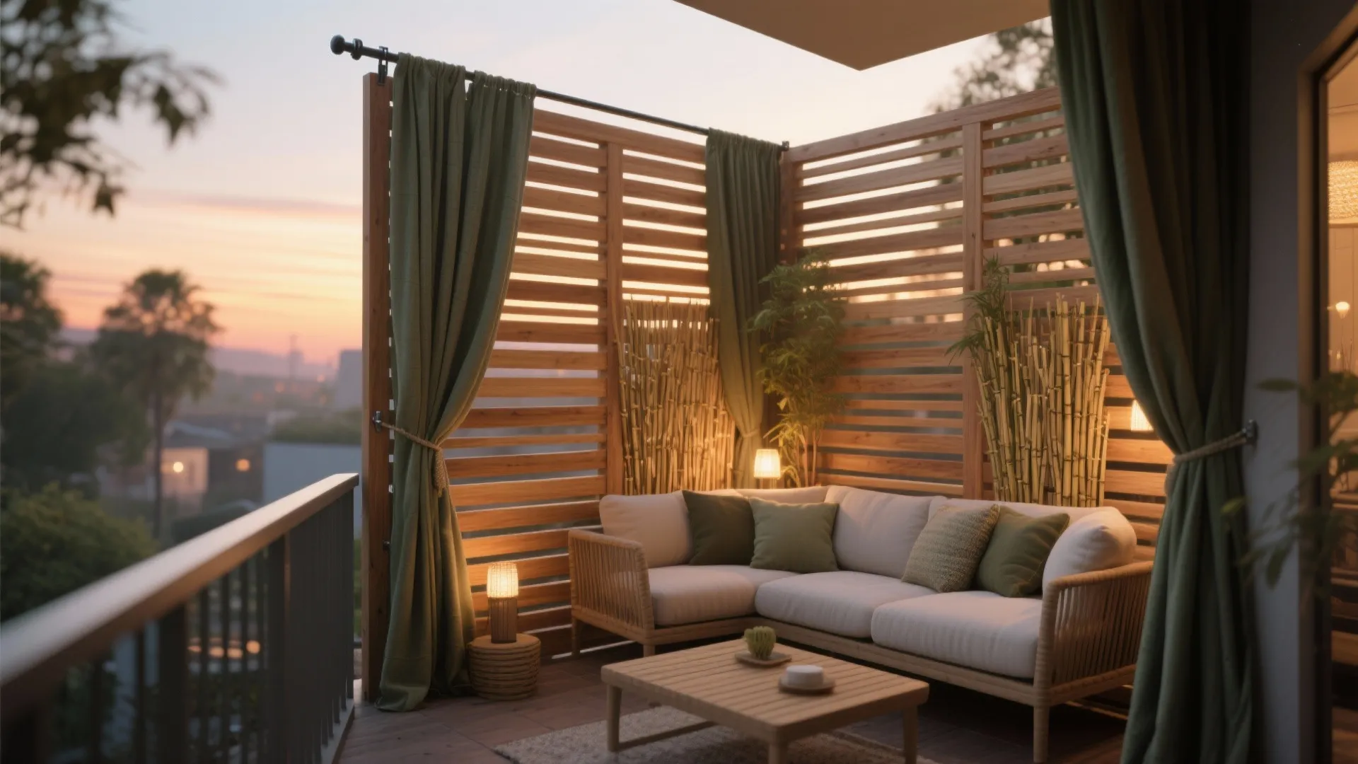 Privacy & Shade with Slatted Screens and Textiles