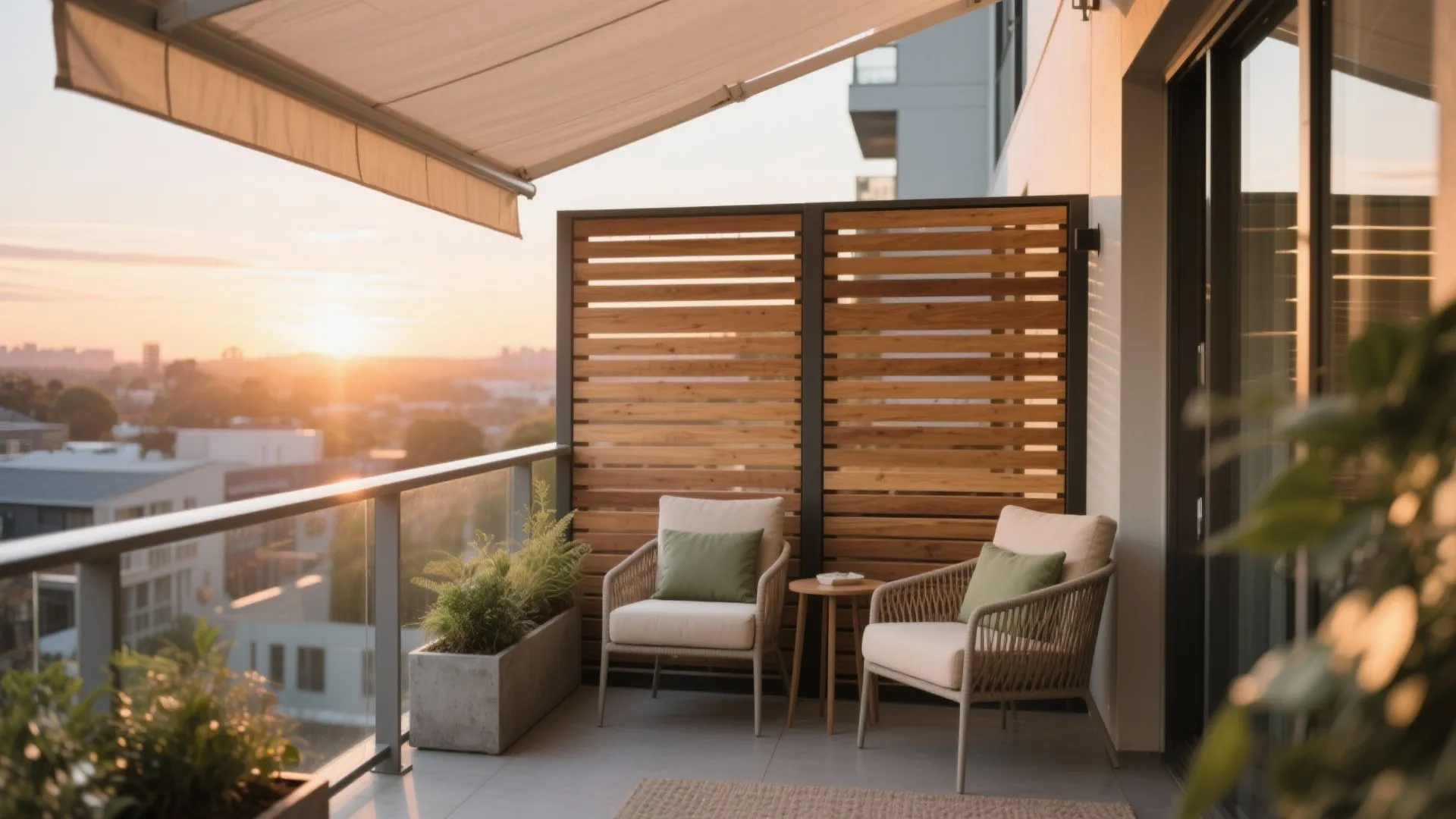 Slatted Privacy Screen with Shade (Breathe and Block)